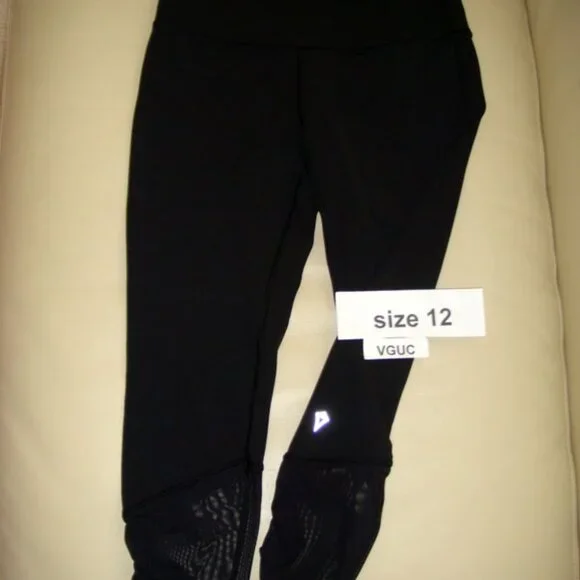 Ivivva Girl by Lululemon 🍋Take Me To Studio Black Crop Nulu Mesh size 12 - Picture 4 of 5